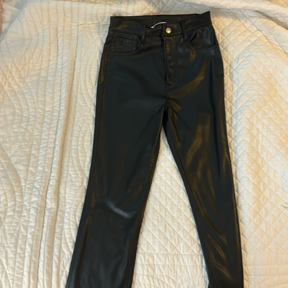 Black Leather Pants 7 For all mankind faux leather easy slim